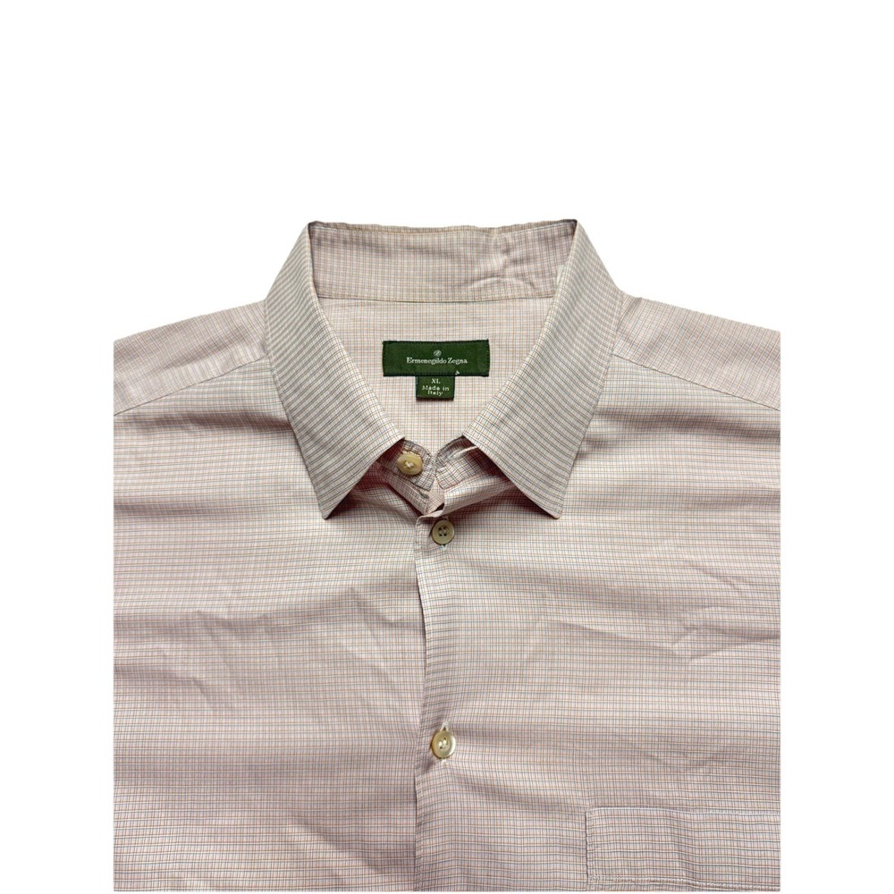 Ermenegildo Zegna Pink/Blue Check Long Sleeve Button-Up Shirt XL Cotton‎